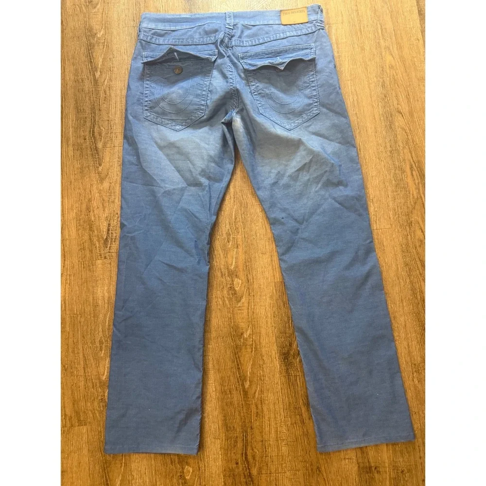 True Religion Ricky Relaxed Straight Corduroy Pants Blue Mens Size 36 MC888SNJ02